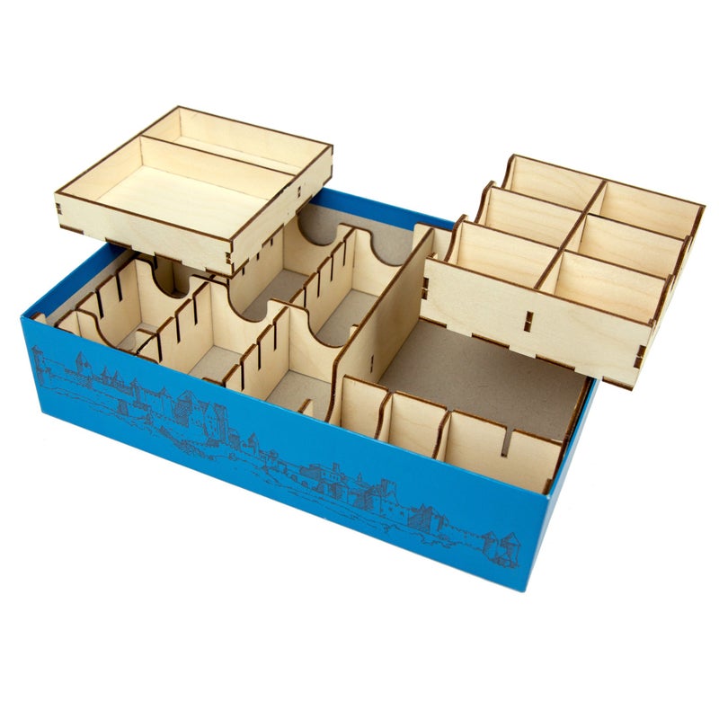 The Broken Token Board Game Organizer - Carcassonne Compatible Wood Storage Box with Multiple Trays, Rows and Dividers - Image 1